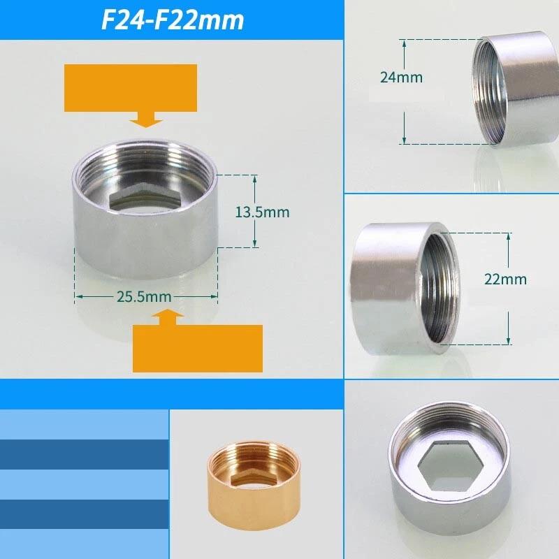 Соединитель-аэратор для крана Hongtu M20 M22 M24 на 1/2" 3/4" Латунный, с наружной и внутренней резьбой, мелкой/крупной | Водосберегающий адаптер для кухонного смесителя