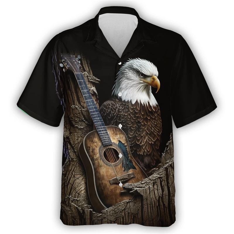 2024 American Independence Day 3D Print Shirts For Men Clothes Happy July Fourth Women Blouses USA Eagle Patriotic Lapel Blouse