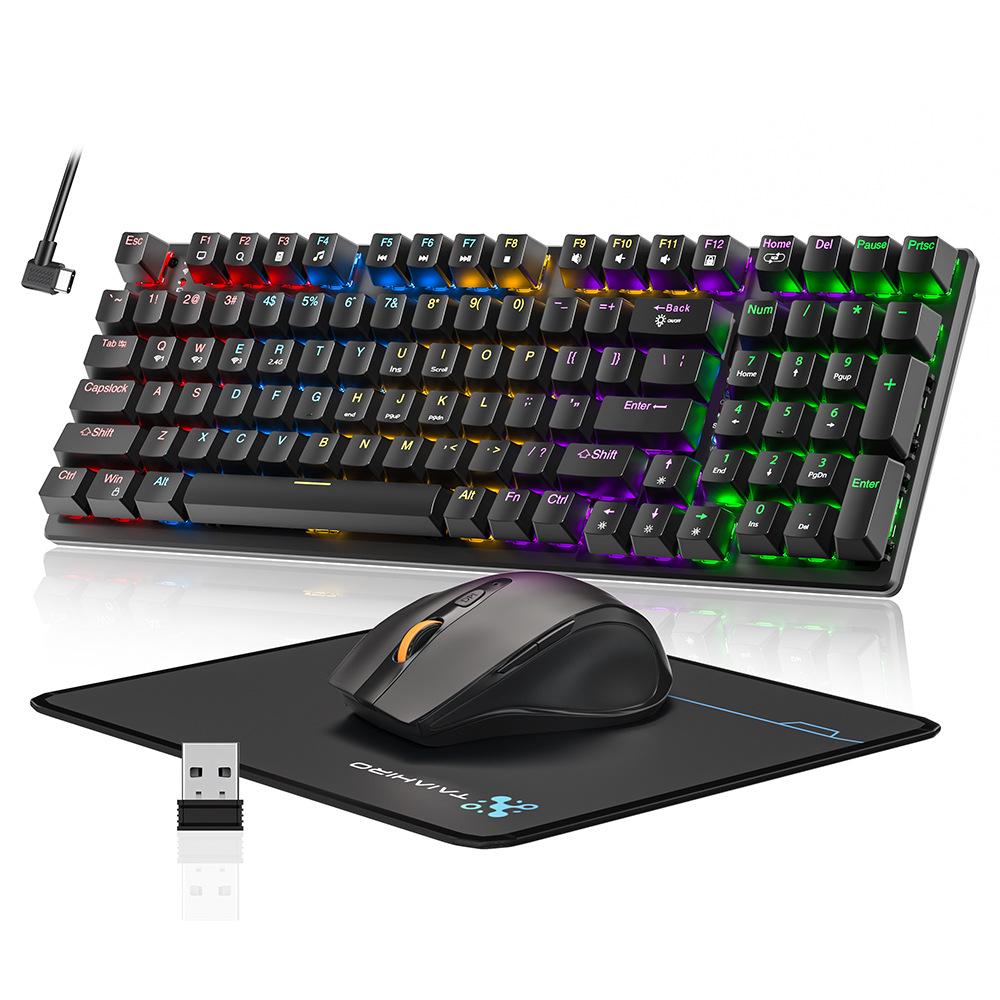 Механическая клавиатура с RGB-подсветкой и игровой набор мыши для офиса и игр