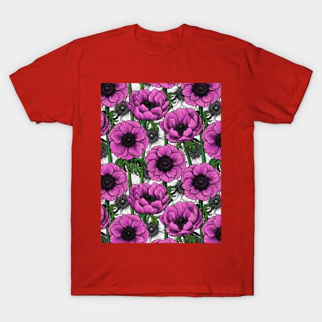 Unisex Fashion TShirt Pink Anemone Garden Print TShirt Plus Size S-5XL T-Shirt 100%Cotton Tops O Neck Short Sleeve Tees