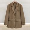 Шикарный пиджак цвета хаки для женщин на осень, свободный крой, укороченная куртка в стиле вестерн