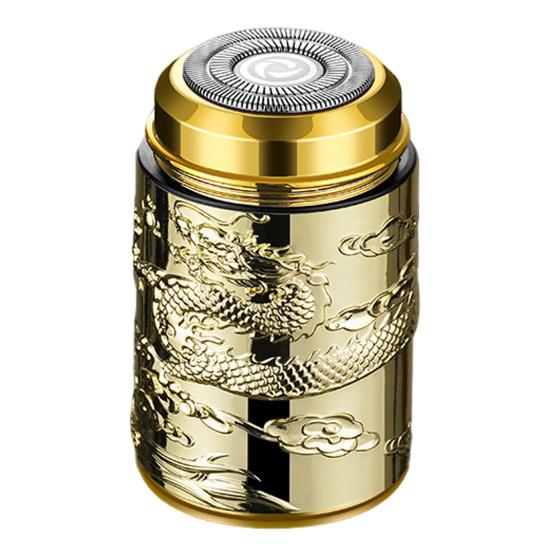 Мужская электробритва с резным китайским драконом IPX6 Водонепроницаемая Type-C перезаряжаемая мини-дорожная роторная бритва портативная