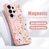 Магнитный Чехол Для Magsafe Для Samsung Galaxy S26 Ultra S25 Edge S24 Plus S23 FE S22 A54 A55 A56 5G Матовый Чехол С Рисунком 'Цветочный Сад'