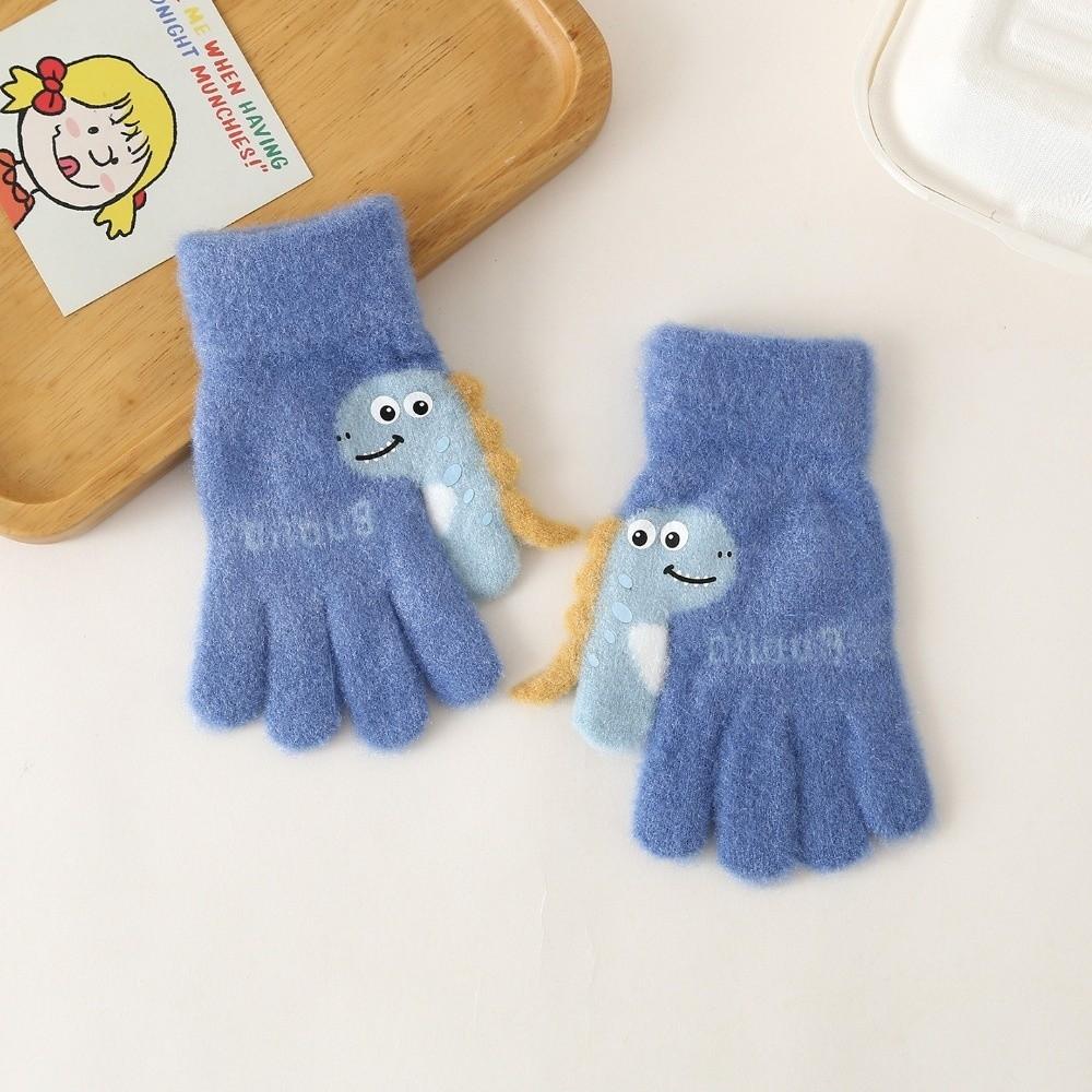 Warm Winter Dinosaur Gloves Thicken Knitted Gloves Cute Kids Full Finger Mittens Children