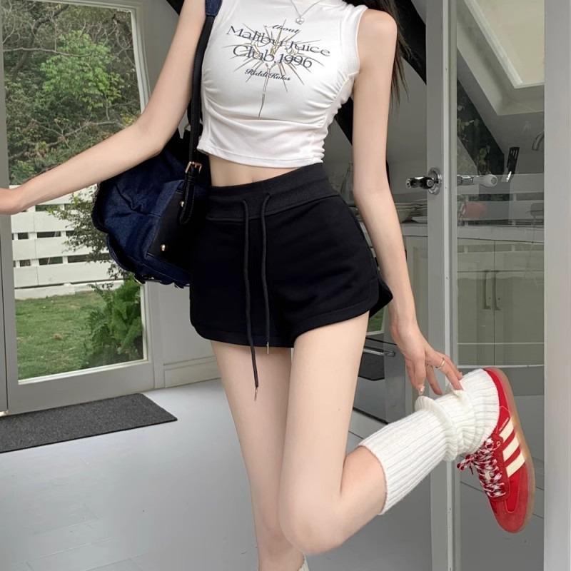 Женские летние шорты с высокой талией и широкими штанинами на шнурке - спортивные повседневные шорты в стиле Street Spice