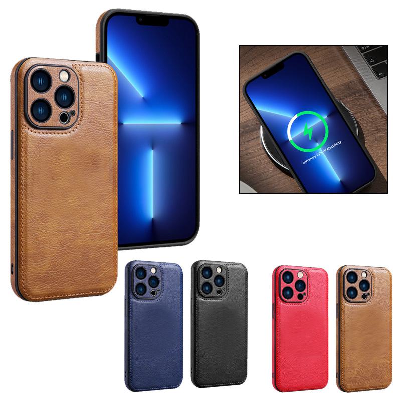 Защитный кожаный чехол для iPhone 15 Max - деловой стиль