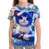 Boys and Girls' Clothes For Children Kawaii Fluffy Cat Cartoon Fashion T-shirt 3D Short Sleeve Tee Shirts Kids Clothing Summer