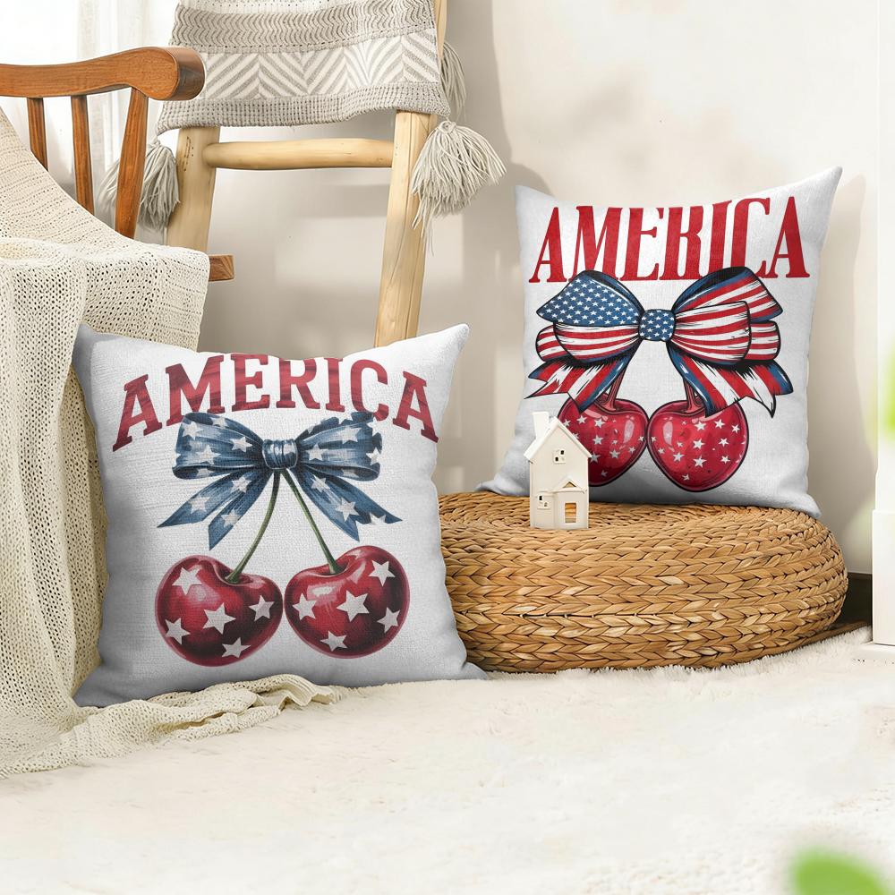 th Anniversary of the US Cushion Cover Natural Linen Organic Fabric DoubleSided Printing Sofa Home Decor Gift Pillow Cover