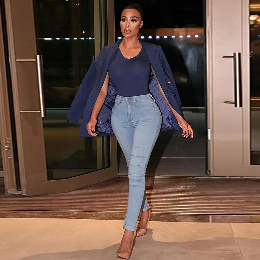 Сексуальные облегающие джинсы импортные большого размера джинсы в ветреном стиле женские брюки-карандаш эластичные в стиле Ins