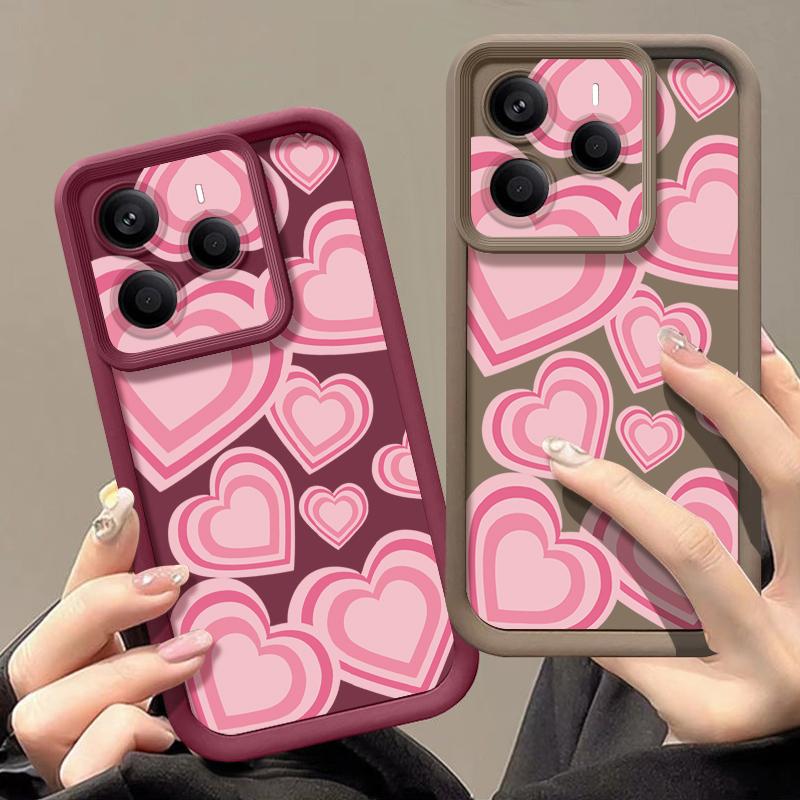 Y2K Retro Gradient Love Hearts Pattern Case For Xiaomi Redmi Note 14 13 Pro 5G 12 11 Funda Xiaomi 14T 13T 11T Pro Shockproof Bumper Silicone Cover