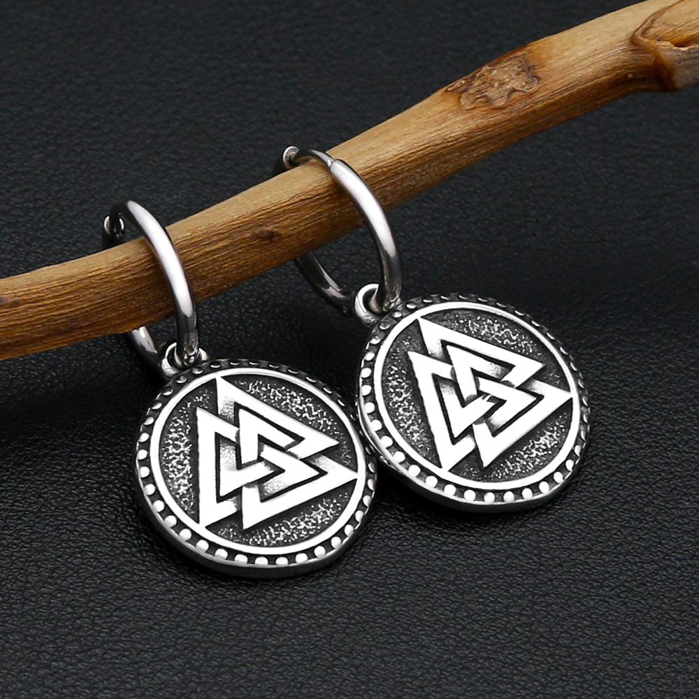Vikings Valknut Rune Earrings Stainless Steel Viking Trinity Amulet Earrings For Men Women Fashion Jewelry Gift Wholesale 5
