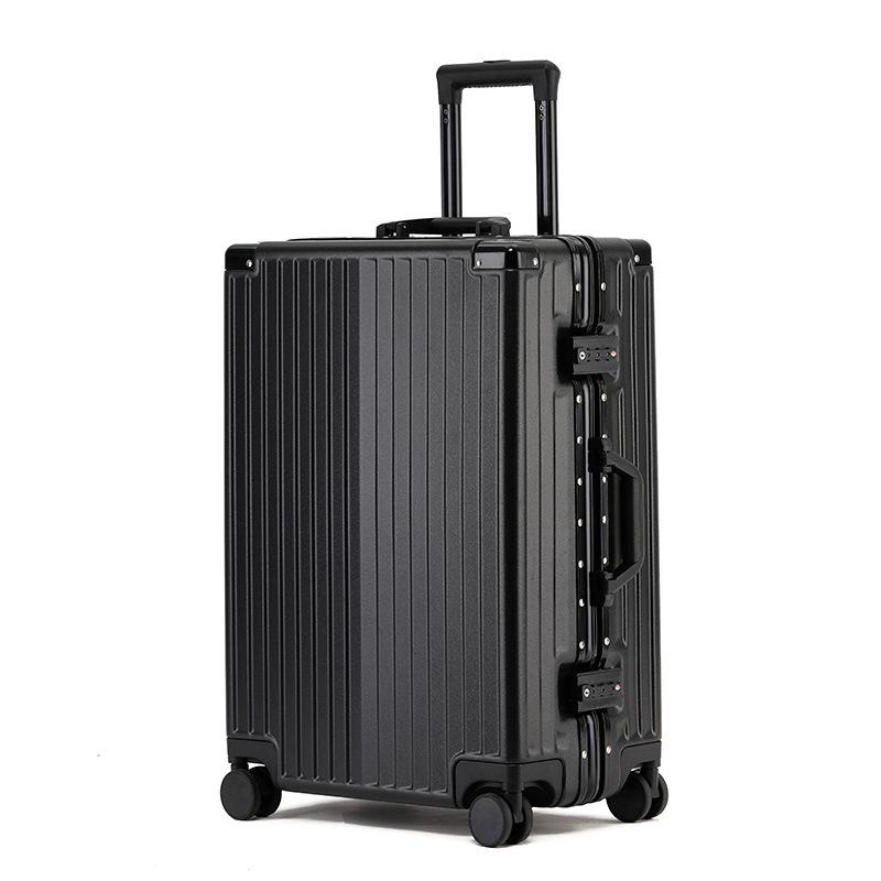 24-Inch Trendy Aluminum Frame Suitcase with Universal Wheels & Password Lock for Students