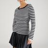Women's Casual Long Sleeve Round Neck Striped Loose Fit T-Shirt