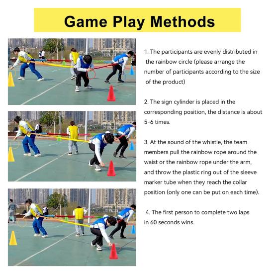 Kids Outdoor Toys Elastic Rope Throwing Ring Game 2-4 Players Elastic Cord Pull Rope Toy for Teenagers Adults Group Activities Birthday Parties