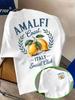 2026 Men's Italian Amalfi Coast Lemon Pattern T-shirt Summer Casual Vacation T-shirt Outdoor Sports Men's and Women's Top
