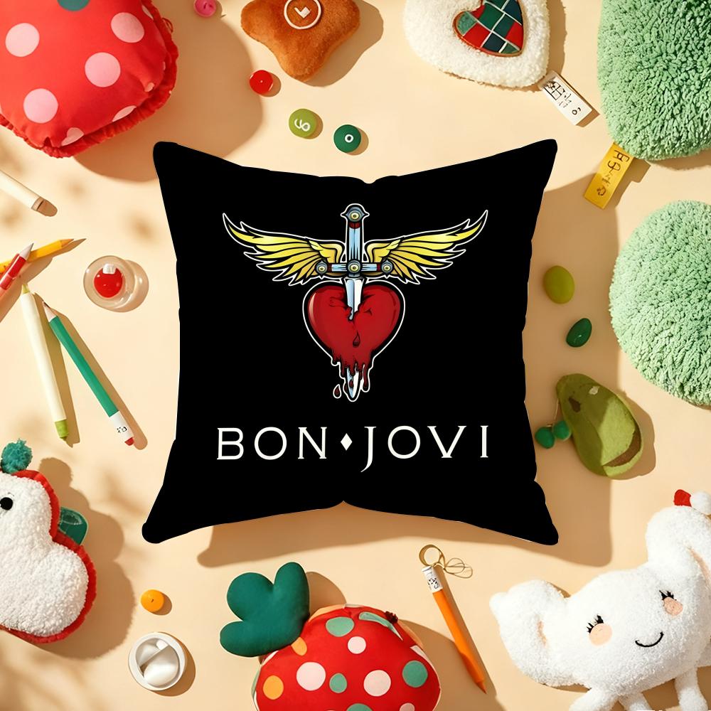 BBon JJovi Rock Cushion Cover Plush Fabric Soft DoubleSided Printed Sofa Warm Winter Home Gift Pillow Cover