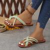 2024 Летние новые женские сандалии в стиле бохо, пляжные с круглым носком, с застежкой-клипсой, повседневные, для отдыха, с открытым носком, на плоской подошве, Zapatos De Mujer