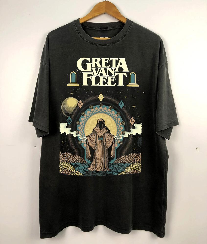 Greta Van Fleet Рок-группа Мировой тур 2024 Унисекс Футболка Хлопок Полный размер PP757 Унисекс Футболка