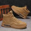 High-Top Autumn Men'S Sports Shoes Solid Color Leather Fashion Lace-Up Free Foot Cover Casual Work Board Shoes Men'S Shoes