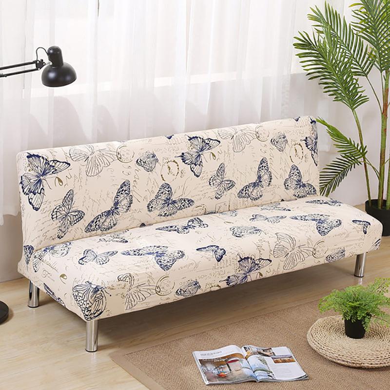 Meijumer All-inclusive Sofa Cover Floral Without Armrest Sofa Bed Cover Tight Wrap Elastic Protector Slipcover Couch Cover