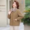 Medium Mother Fleece Thickened Cotton-padded Clothes Lapel Cotton Clothes Winter Warm Tops Middle-aged and Elderly Women's Short Coats