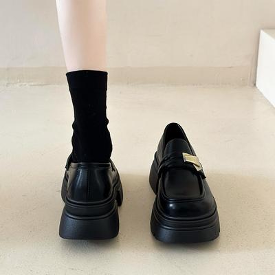 Модная платформа женские новые весенние британские маленькие кожаные туфли, туфли-лодочки из натуральной кожи, весенне-осенние туфли на высоком каблуке