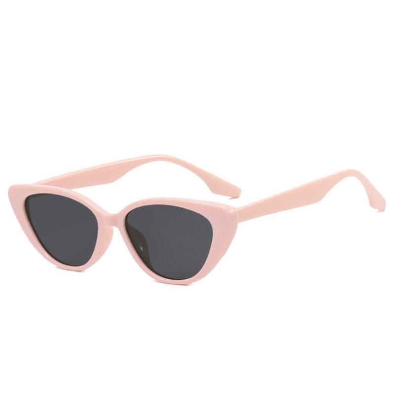 Internet celebrity sunglasses niche high sense retro versatile cat eye pink sunglasses sun protection show face small frame fashion C