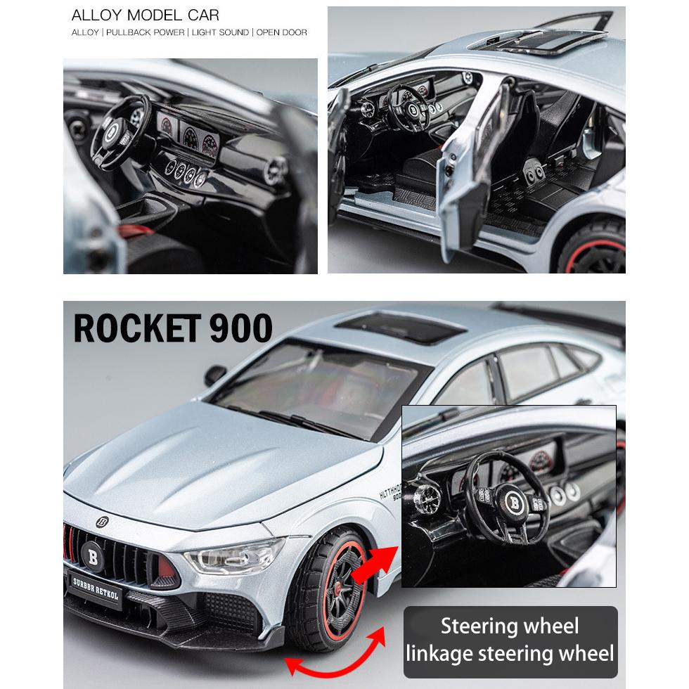 Масштаб 1/24 Brabus Rocket 900, литая под давлением модель автомобиля, игрушечный автомобиль с откатным механизмом, звуком и светом для детей, коллекция подарков для мальчиков и девочек