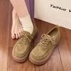 Platform-soled Boken Shoes Women's 2025 Spring New Muffin Lace-up Casual Shoes Retro Versatile Soft-soled Loafers Single Shoes