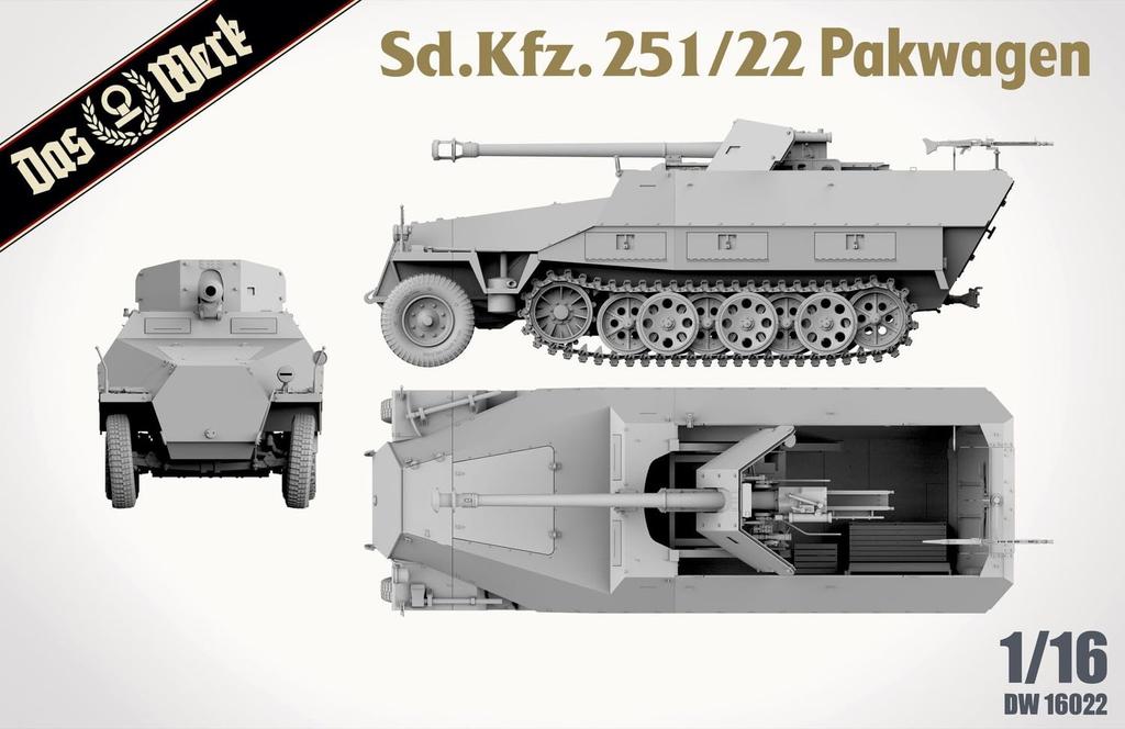 Немецкий бронетранспортер Das Werk D Type Packwagen, пластиковая модель 2 в 1 USCDW16022 1/16 Sd.Kfz.251/22
