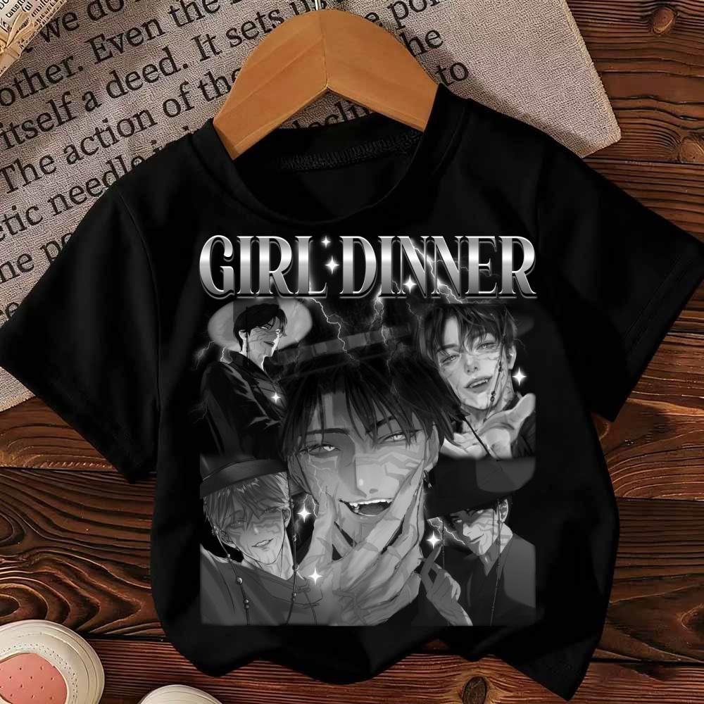Девочки Мальчики Хлопковая Футболка Топы Джину Kpop Охотники на Демонов Футболка Летняя Детская Одежда 2025 Мода из Фильма Малыши Футболки с Коротким Рукавом