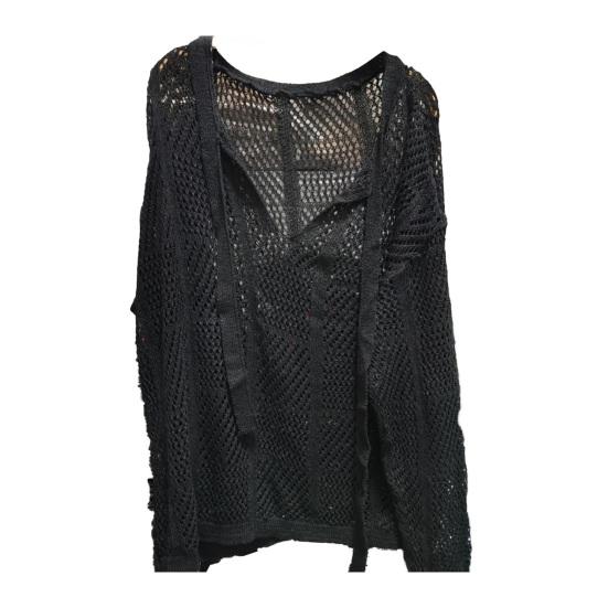 Осенне-зимний мужской свитер с ажурной резинкой и длинными рукавами, однотонный трикотажный пуловер