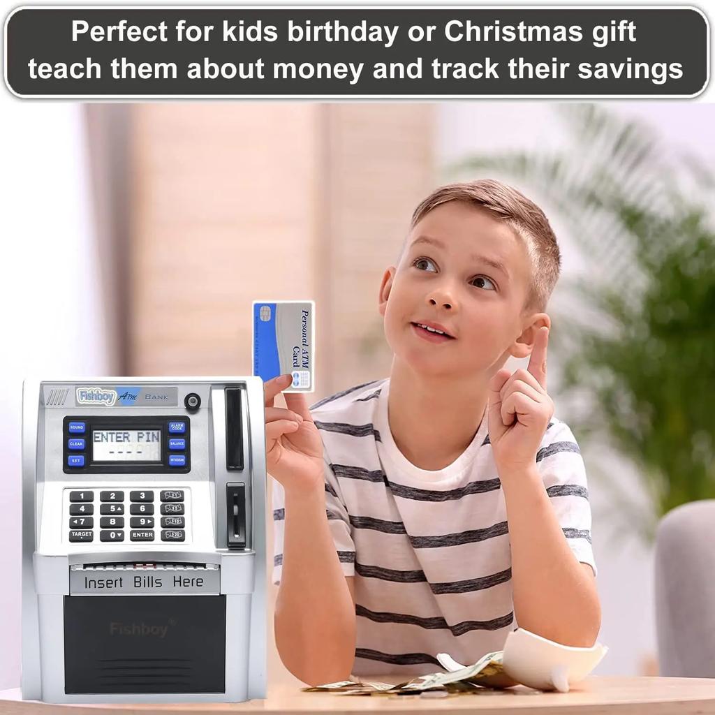 Electronic Piggy Bank ATM Cash Coins Saving Box Password Money Box ATM Bank Safe Box Automatic Deposit Banknote Kids Gift