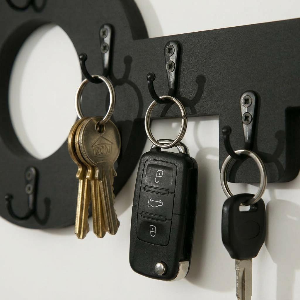 Wooden key hanger Retro Key Black