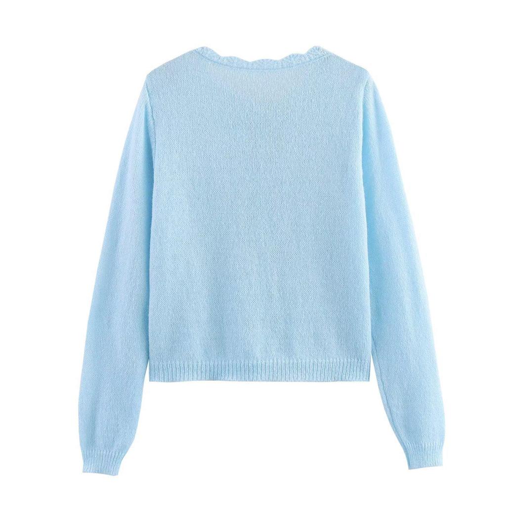 2025 Spring Women's European & American Style Long-Sleeve Knitted Cardigan, Fashionable & Versatile In Three Colors