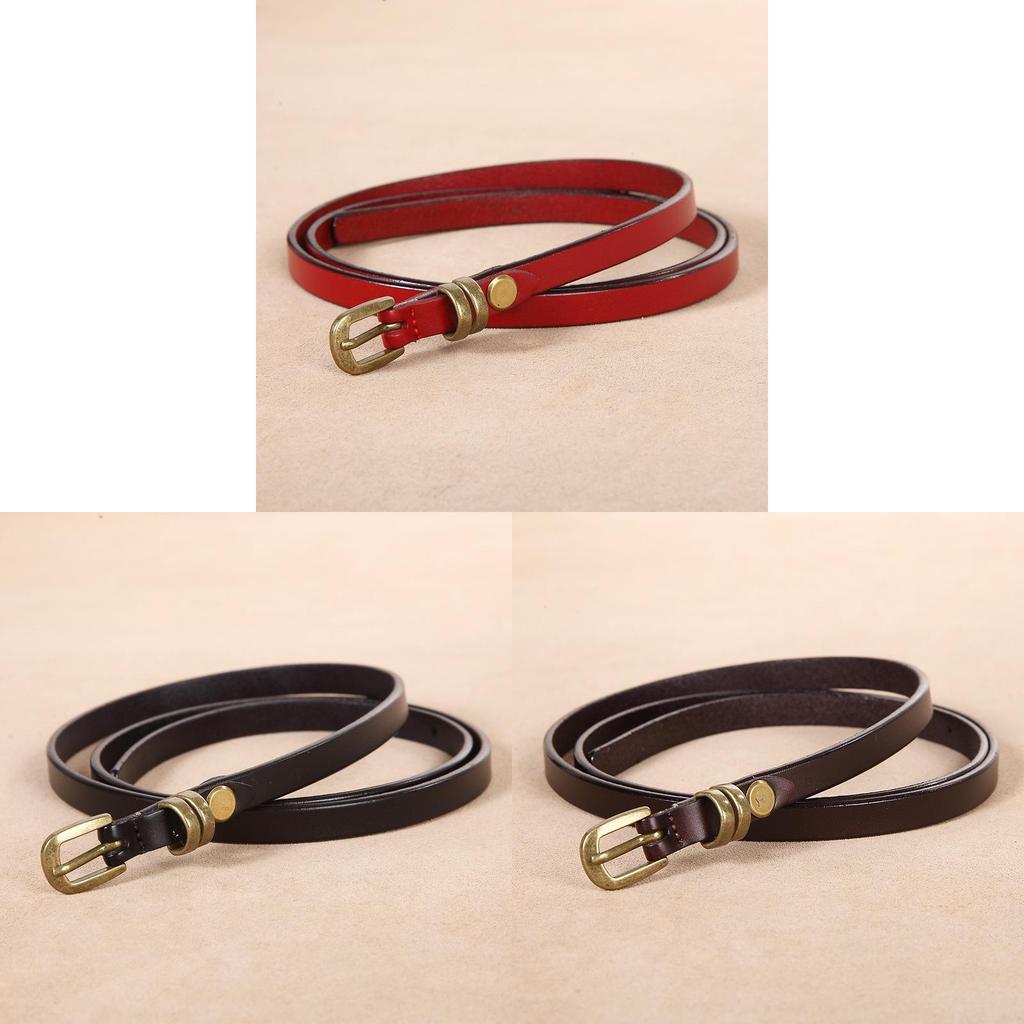 Тонкий кожаный ремень с металлической пряжкой в минималистичном стиле для рубашек