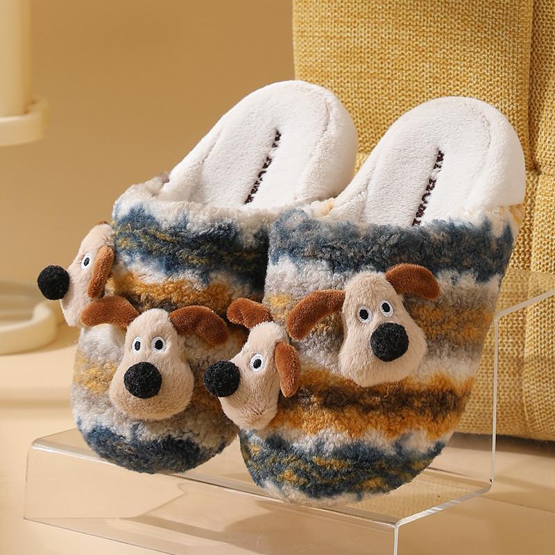 Зимние детские хлопковые тапочки с собачкой для мальчиков и девочек, домашний комфорт