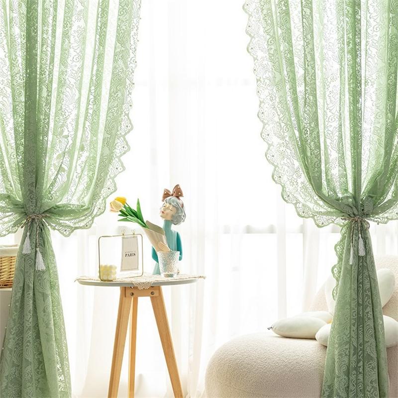 Lace Polyester Mosquito Proof Door Net Screen Hanging Door Curtain Side Fly Free-punch Vintage Lace Curtains Romantic Semi Sheer Floral Lacy Curtain