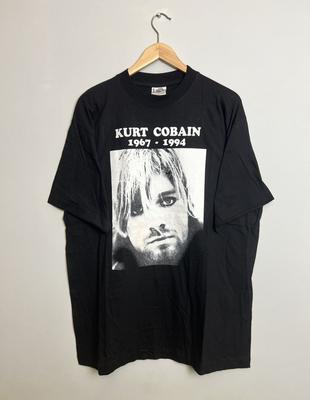 Rare 90's Nirvana Kurt Cobain Memorial Euro Bootleg T Shirt XL Black Unisex T-Shirt