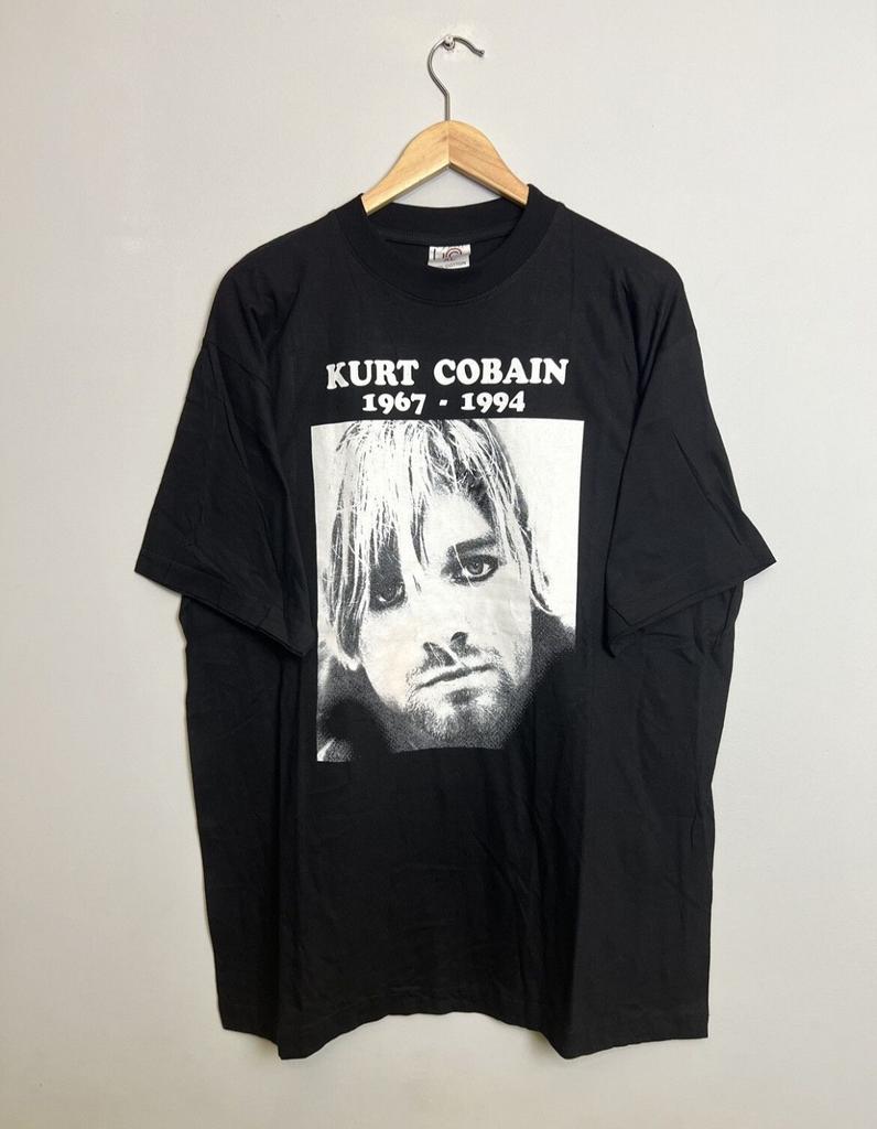 Rare 90's Nirvana Kurt Cobain Memorial Euro Bootleg T Shirt XL Black Unisex T-Shirt