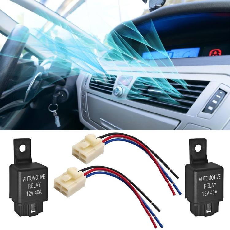 Sturdy Plastic Automotive Electrical Relays Set 12V 40.0A 4 Pin SPST Set of 2 Including Pre Wire Pigtail Connectors