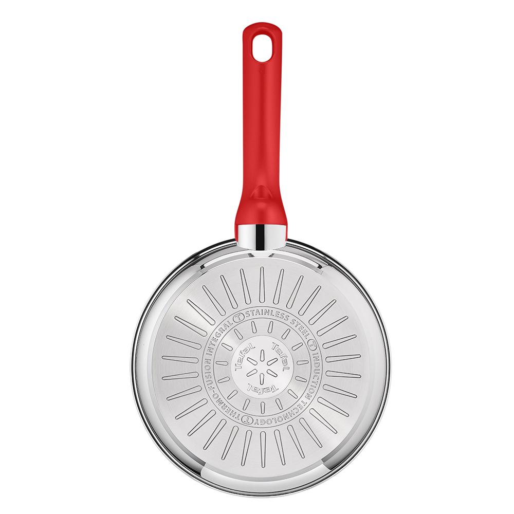 Tefal Индукционная кастрюля из красной нержавеющей стали Edition (16 см, 1,5 л) Можно мыть в посудомоечной машине в духовке без PFOA Silver