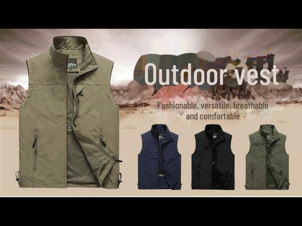 Мужской жилет для активного отдыха с несколькими карманами – жилет с воротником-стойкой на все времена для фотосъемки, рыбалки и повседневной носки.