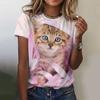 Fashion Women'S T-Shirt Funny Cat Print Top Woman Harajuku Kawaii T-Shirt Casual Oversized Clothing Summer Female Oversized Tees