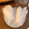 Головной убор Белый лебедь Заколка для волос Balletcore Ballet Pearl Barrettes Sweet Feather Hair Clips Women