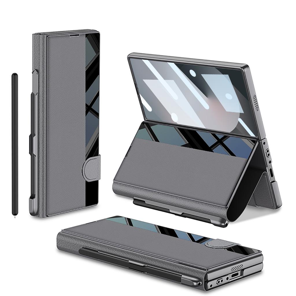 Мобильный телефон Samsung Z Fold6 Кронштейн из хитиновой кожи Складной экран Защита от падений Чехол-книжка Кожаный чехол Пленка Встроенный слот для ручки