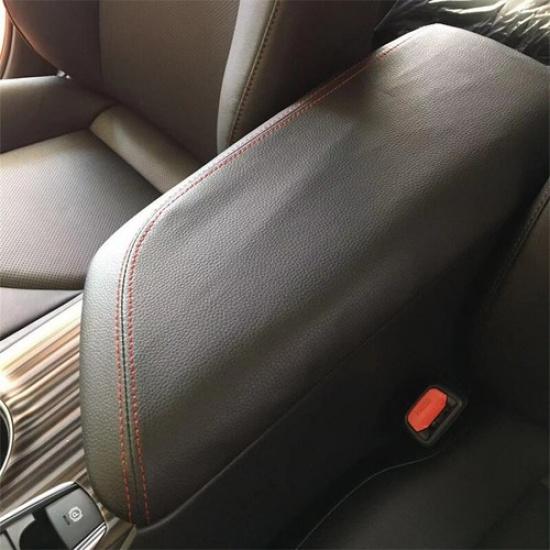 Black Leather w/ Red Line Central Armrest Box Case Cover For Toyota Camry 18-22