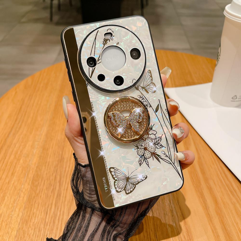 KEYSION Противоударный чехол для Huawei Mate 60 Pro+ 50 40 30 Pro Butterfly Ring Stand Phone Back Cover для Huawei nova 12s 11 10 Pro