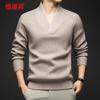 Hengyuanxiang Men's Thickened V-Neck Knit Sweater