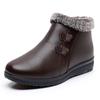 Middle-aged and Elderly Women's Short Cotton Boots Winter Warm Fleece Lined Zipper Ankle Boots Waterproof Non-slip Flat Mom Shoes